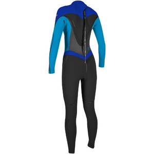 O'Neill Womens Flair 3/2mm Back Zip Wetsuit BLACK / SKY / TAHITIAN BLUE 4765 SECOND